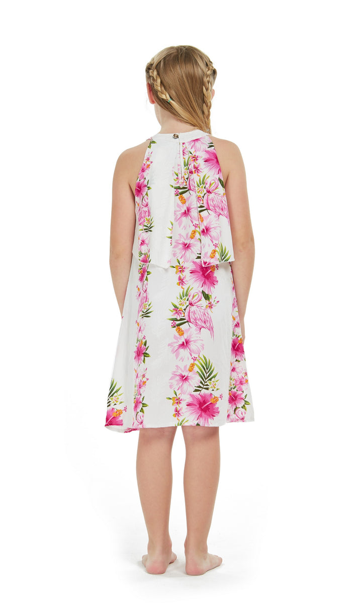 Mother Daughter Keaau Set in Pink Hibiscus Vine White