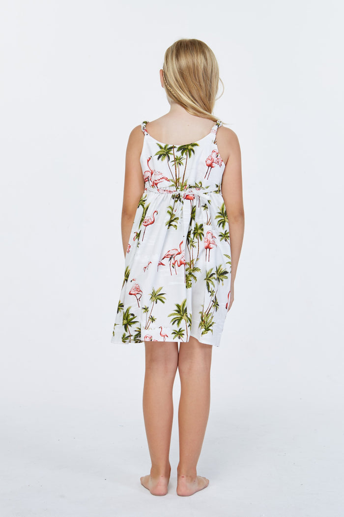 Mother Daughter Naia Set in Flamingo All Over White