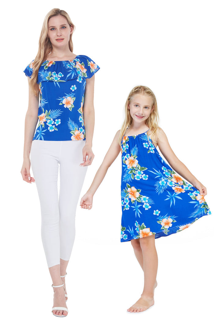 Mother Daughter Paia Set in Hibiscus Blue