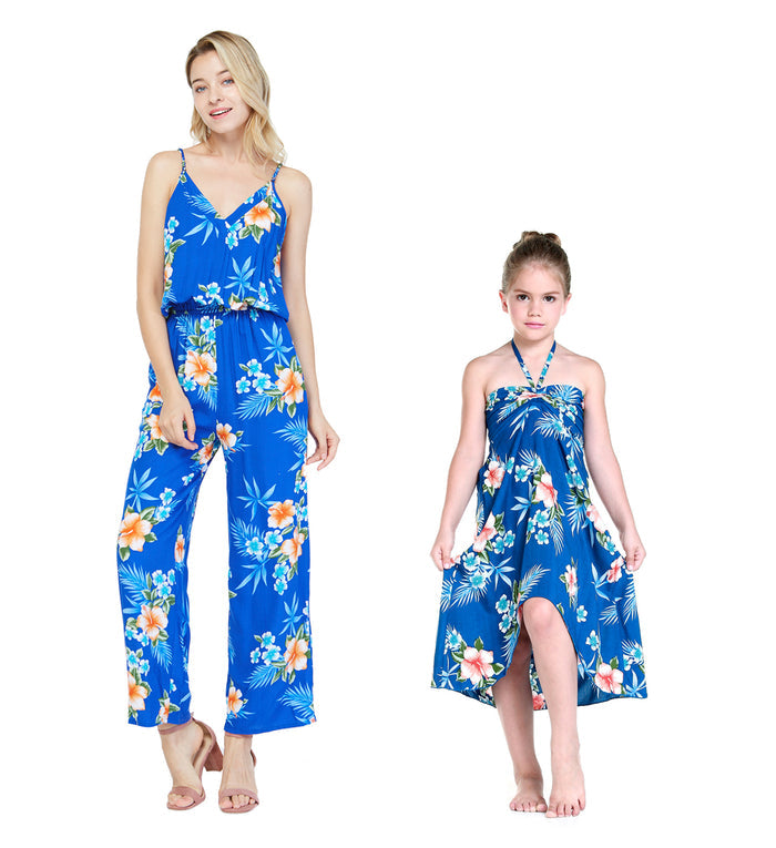 Mother Daughter Papaikou Set in Hibiscus Blue