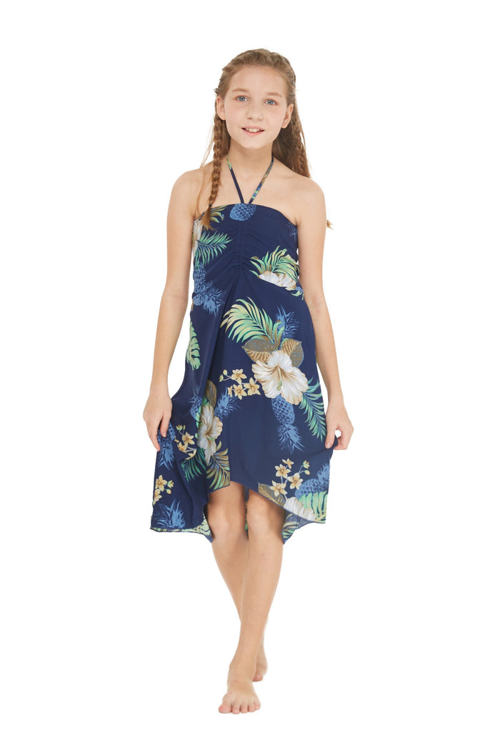 Mother Daughter Papaikou Set in Pineapple Garden Navy