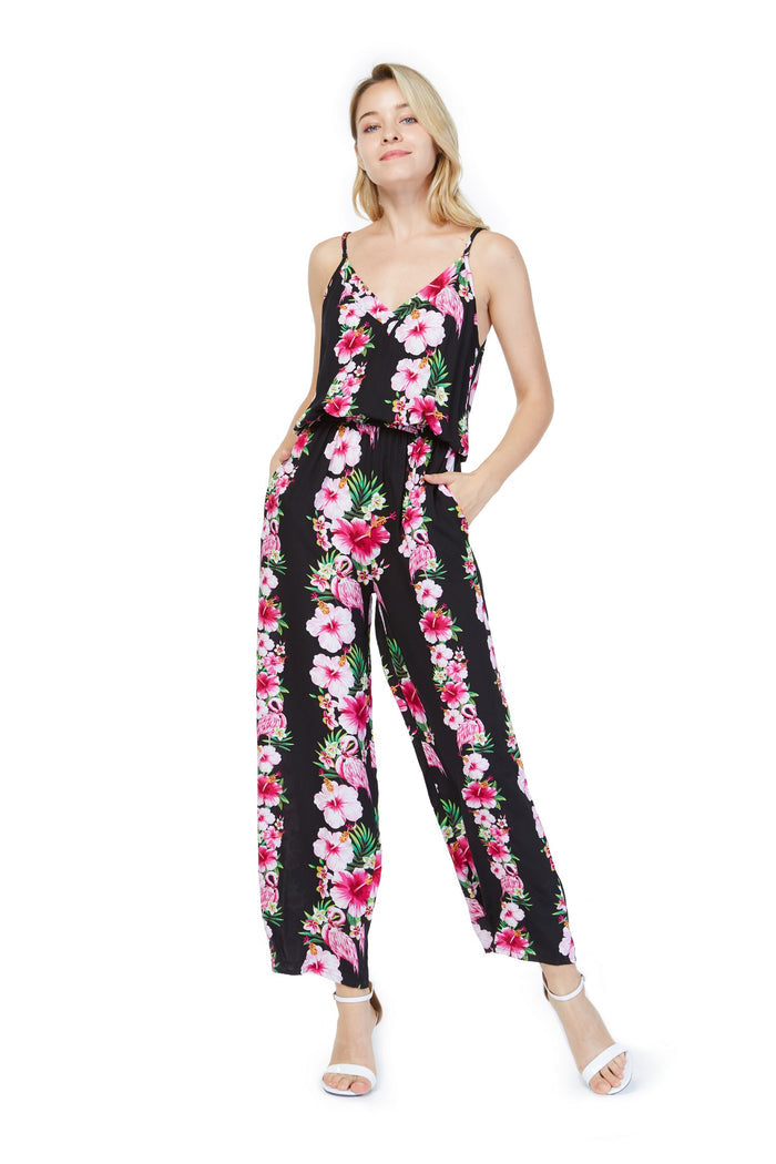 Mother Daughter Papaikou Set in Pink Black Hibiscus Vine