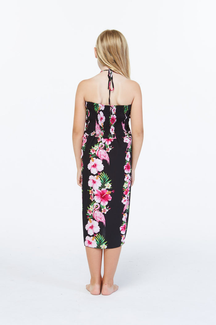 Mother Daughter Papaikou Set in Pink Black Hibiscus Vine