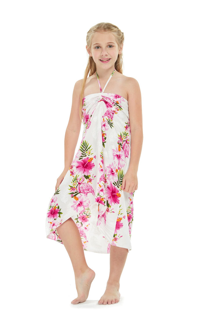 Mother Daughter Papaikou Set in Pink Hibiscus Vine White