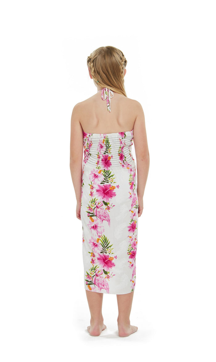 Mother Daughter Papaikou Set in Pink Hibiscus Vine White