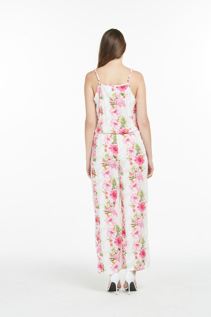 Mother Daughter Papaikou Set in Pink Hibiscus Vine White
