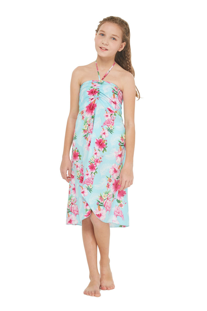 Mother Daughter Papaikou Set in Pink Turquoise Hibiscus Vine