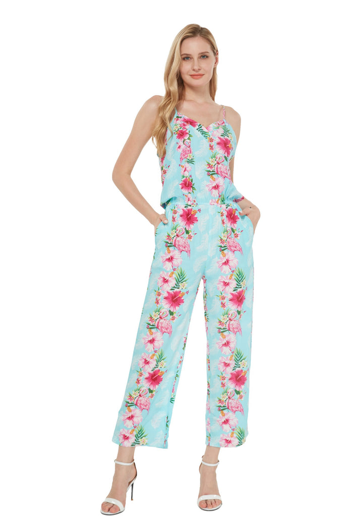 Mother Daughter Papaikou Set in Pink Turquoise Hibiscus Vine
