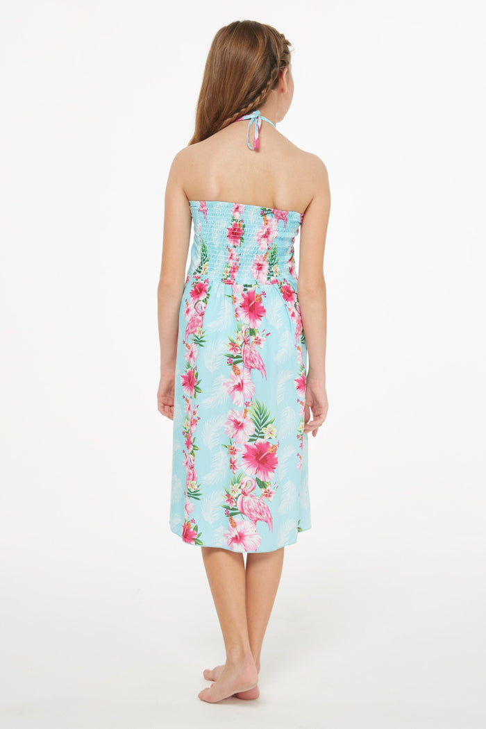 Mother Daughter Papaikou Set in Pink Turquoise Hibiscus Vine