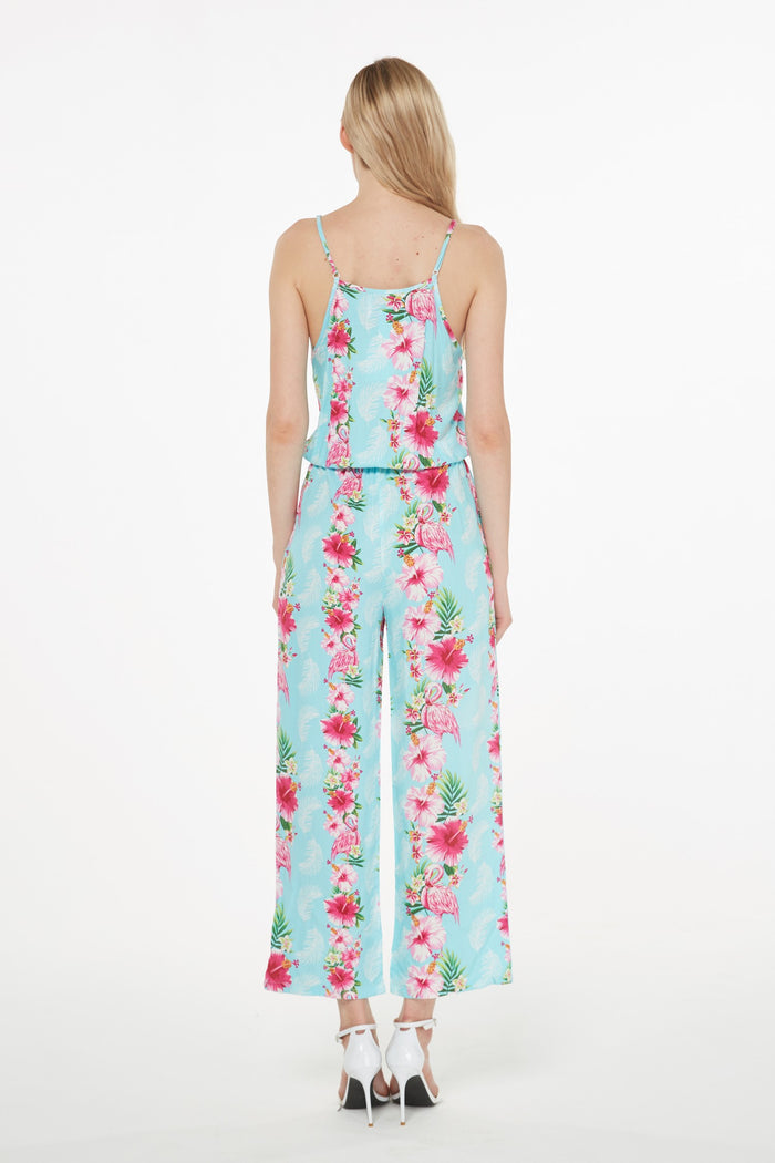Mother Daughter Papaikou Set in Pink Turquoise Hibiscus Vine