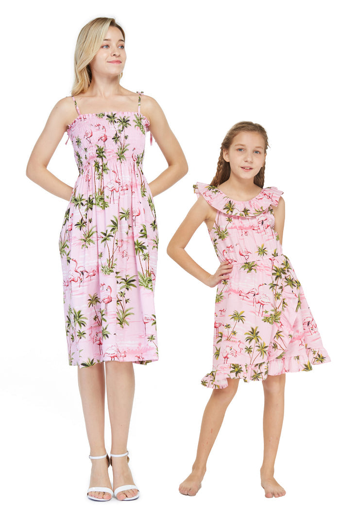 Mother Daughter Ulu Set in Flamingo All Over Pink 2