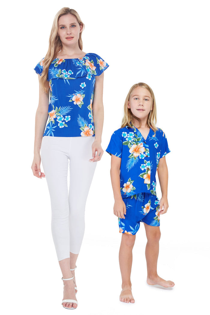 Mother Son Mokuleia Set in Hibiscus Blue