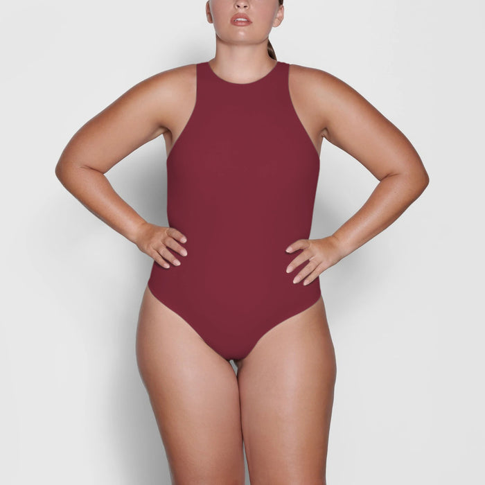Nadia High Neck Bodysuit - Berry