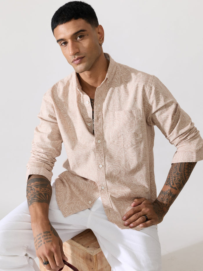 Nefilo - Oxford Printed Shirt - Beige