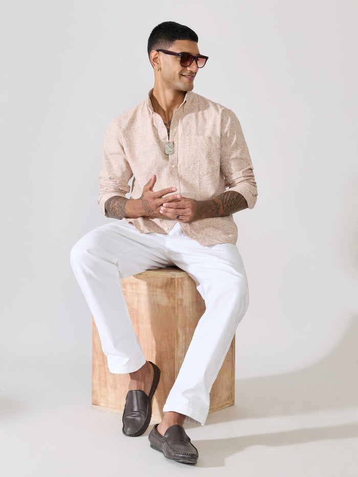 Nefilo - Oxford Printed Shirt - Beige