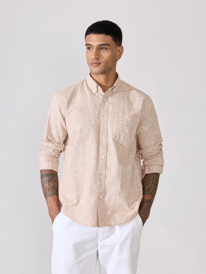 Nefilo - Oxford Printed Shirt - Beige