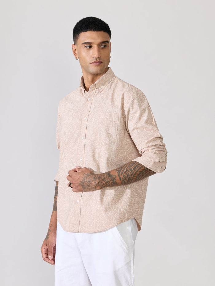 Nefilo - Oxford Printed Shirt - Beige