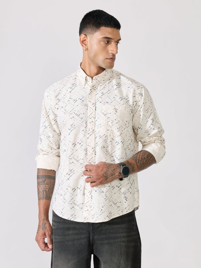 Nefilo - Oxford Printed Shirt - Cream