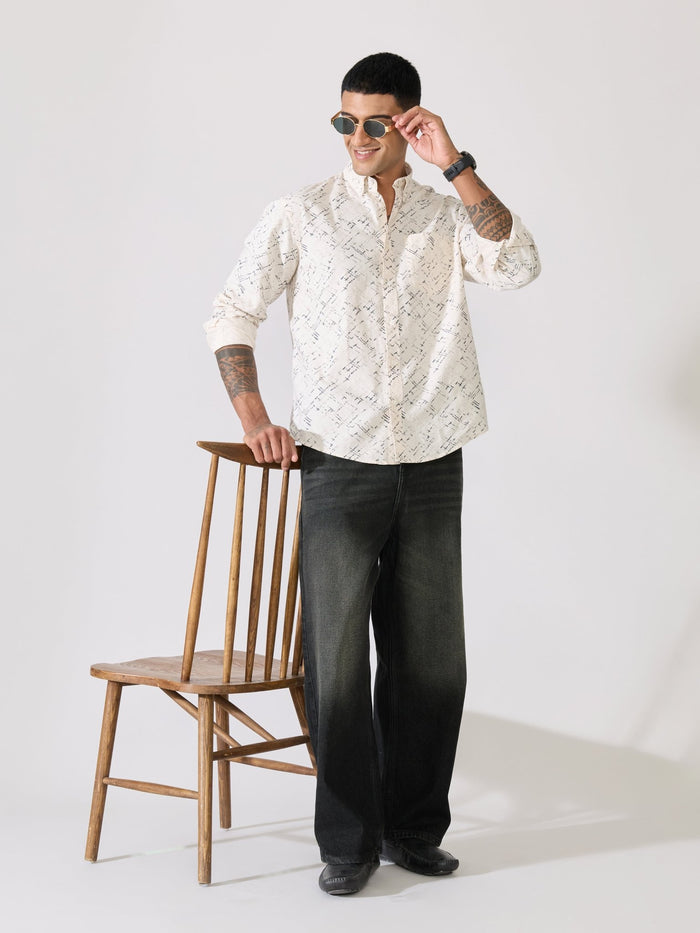 Nefilo - Oxford Printed Shirt - Cream