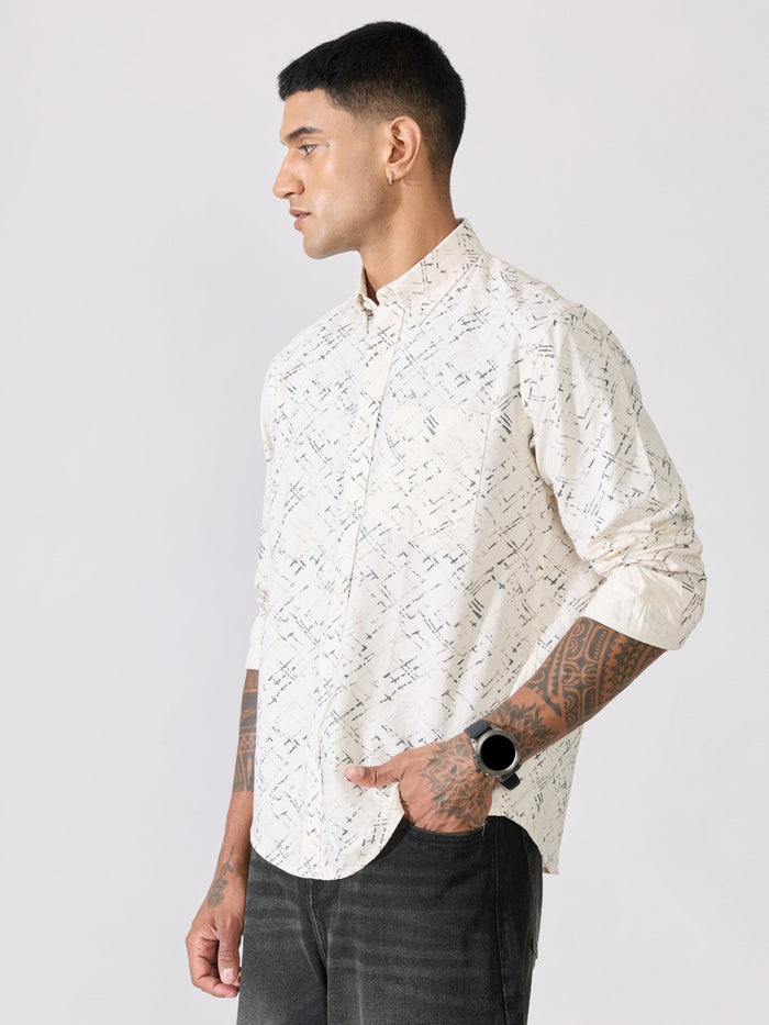 Nefilo - Oxford Printed Shirt - Cream