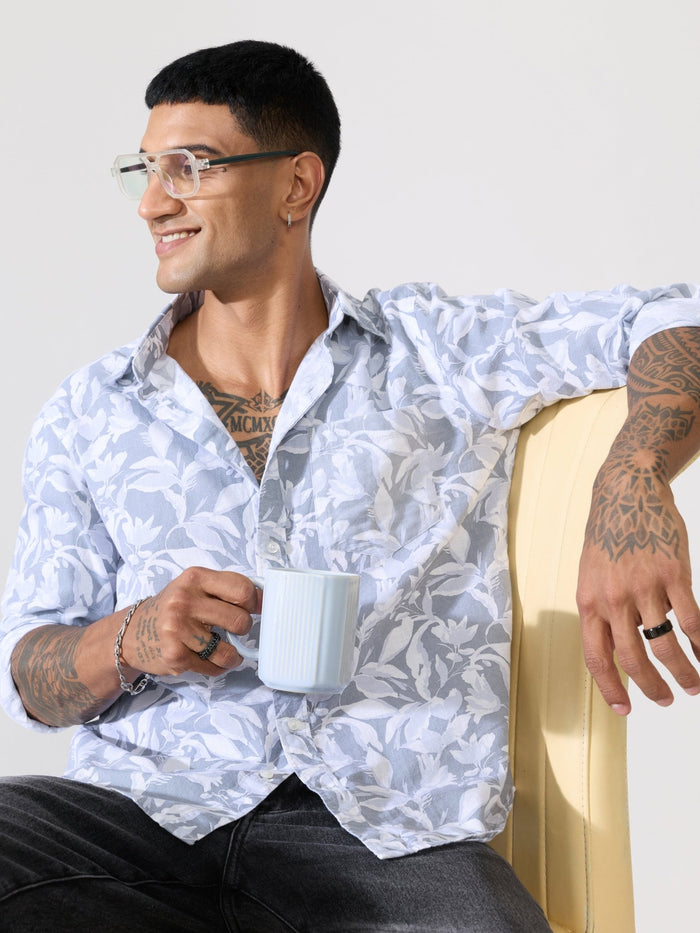 Nefilo - Oxford Printed Shirt - Grey