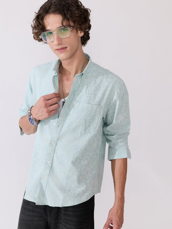 Nefilo - Oxford Printed Shirt - Light Green