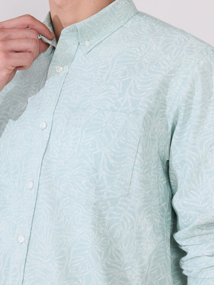 Nefilo - Oxford Printed Shirt - Light Green