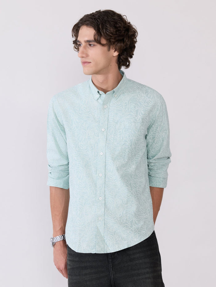 Nefilo - Oxford Printed Shirt - Light Green