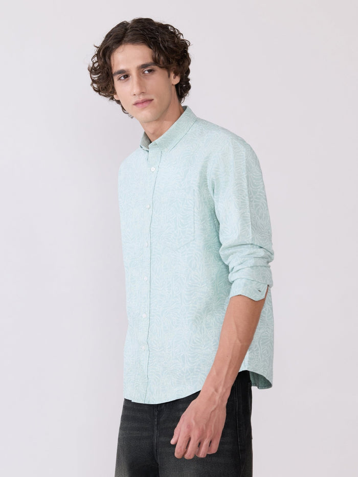 Nefilo - Oxford Printed Shirt - Light Green