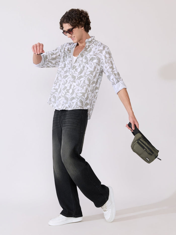 Nefilo - Oxford Printed Shirt - Olive