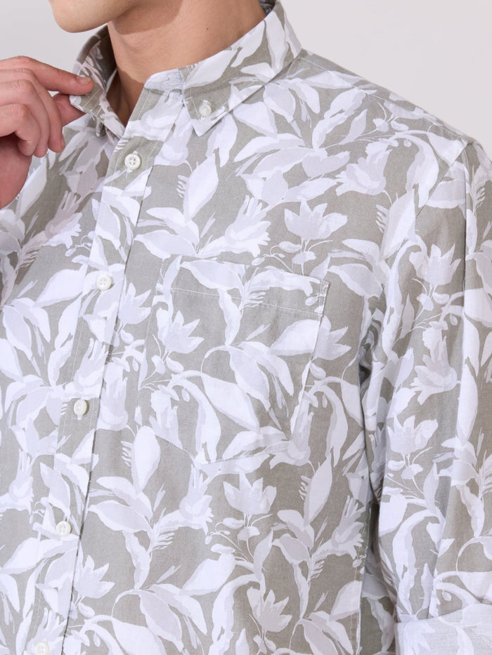 Nefilo - Oxford Printed Shirt - Olive