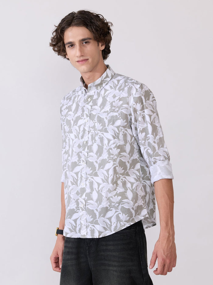 Nefilo - Oxford Printed Shirt - Olive