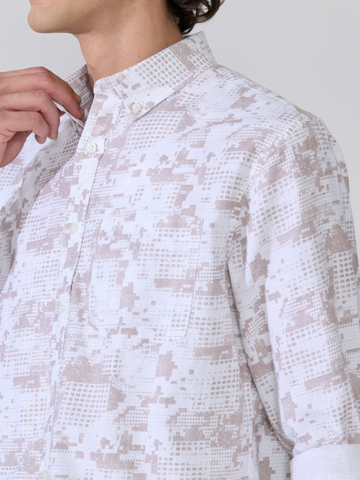 Nefilo - Oxford Printed Shirt - Taupe