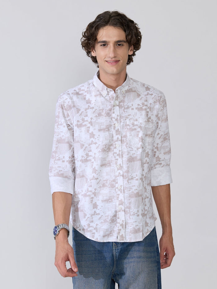 Nefilo - Oxford Printed Shirt - Taupe