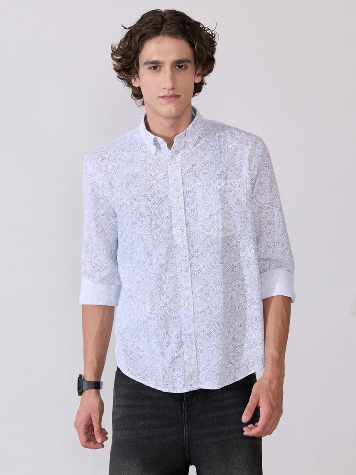 Nefilo - Oxford Printed Shirt - White