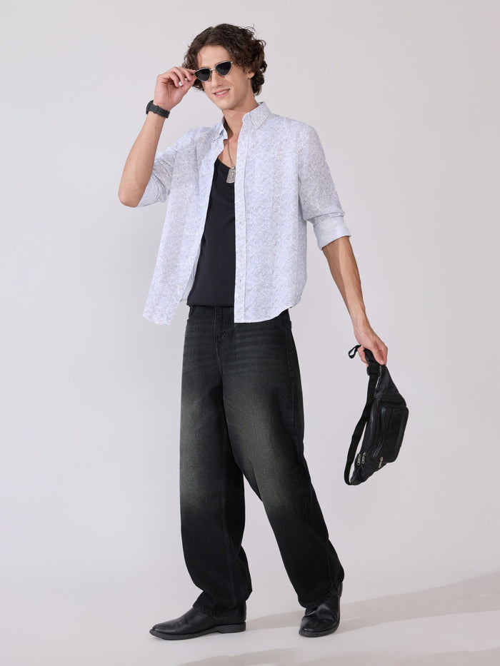 Nefilo - Oxford Printed Shirt - White