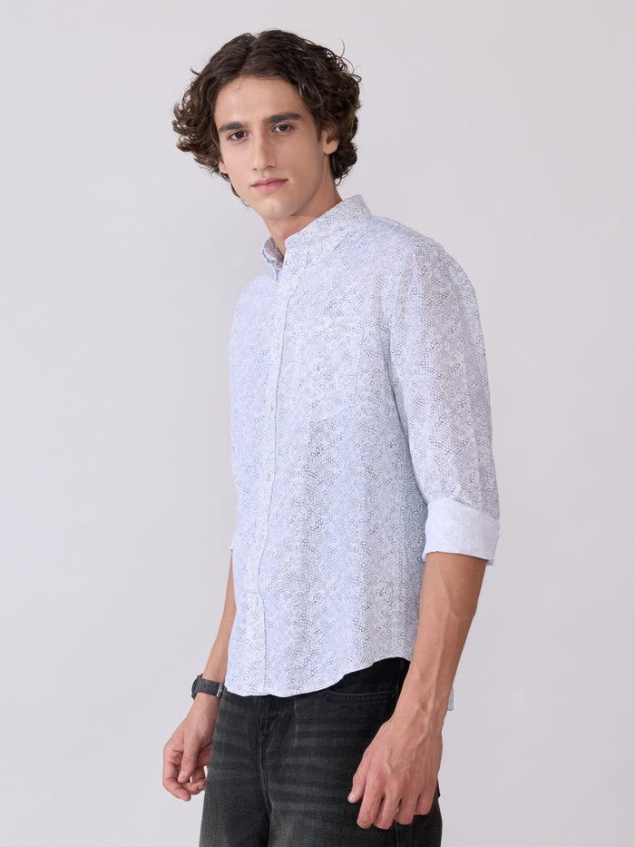 Nefilo - Oxford Printed Shirt - White