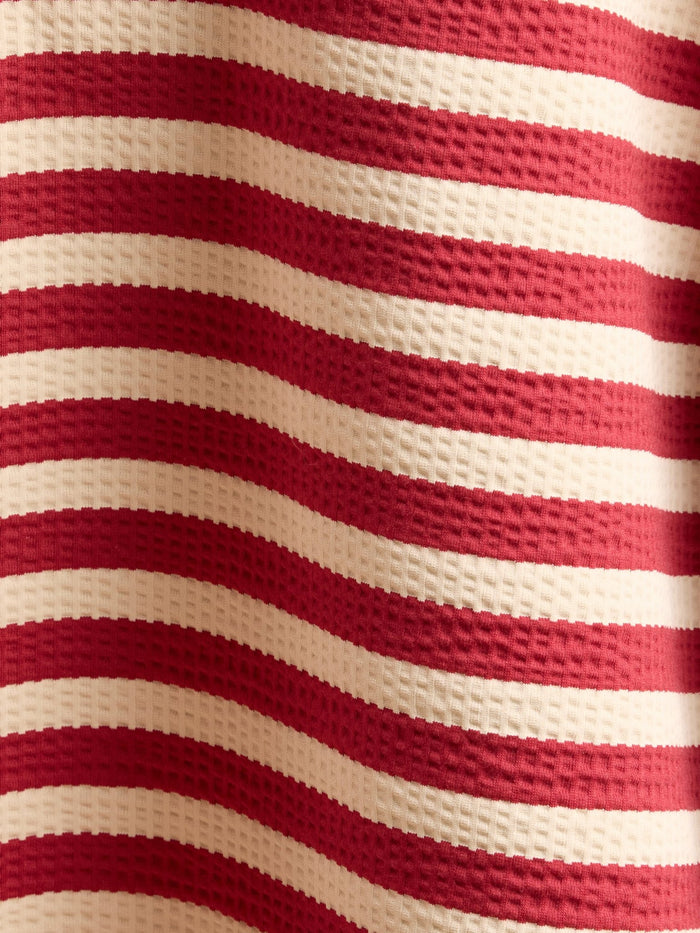 Neliis-1 - Textured Stripe Polo T-Shirt – Red