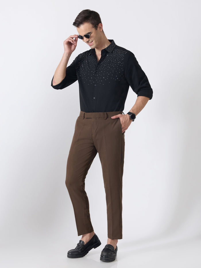 Nemo-1 - Stone Embellished Shirt - Black
