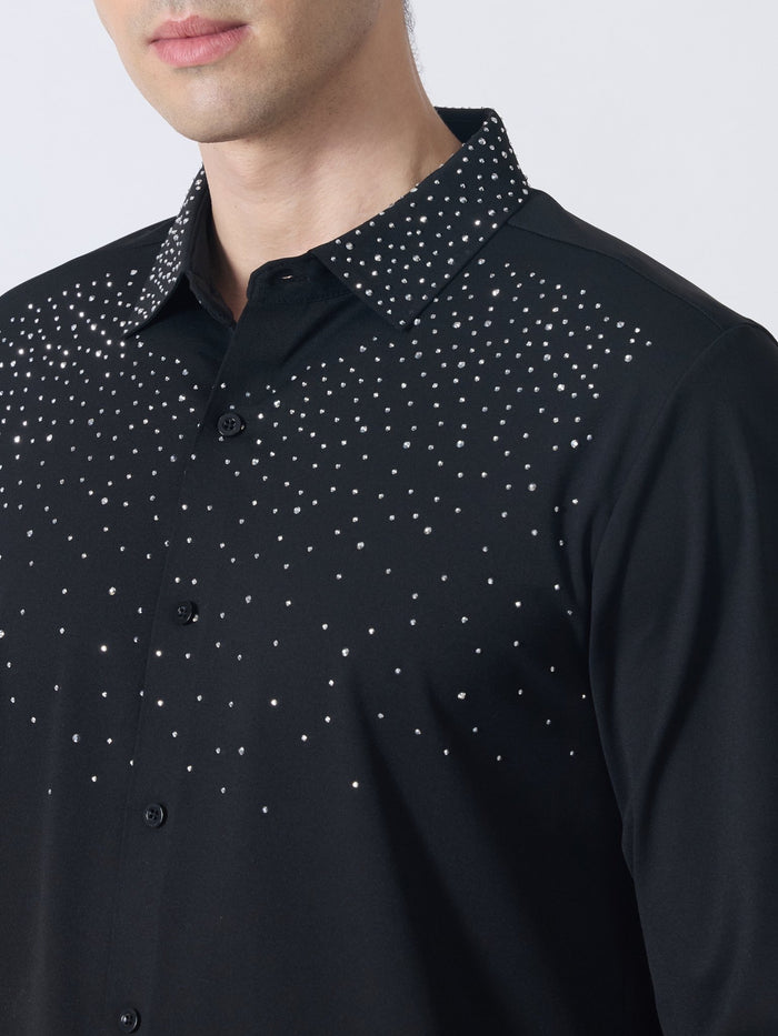 Nemo-1 - Stone Embellished Shirt - Black