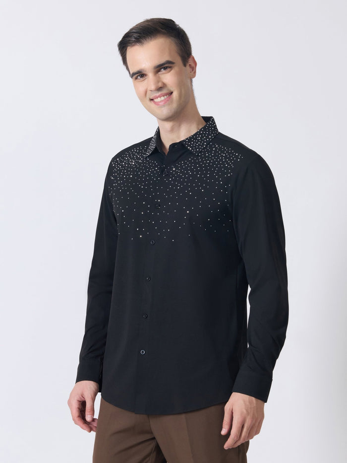 Nemo-1 - Stone Embellished Shirt - Black