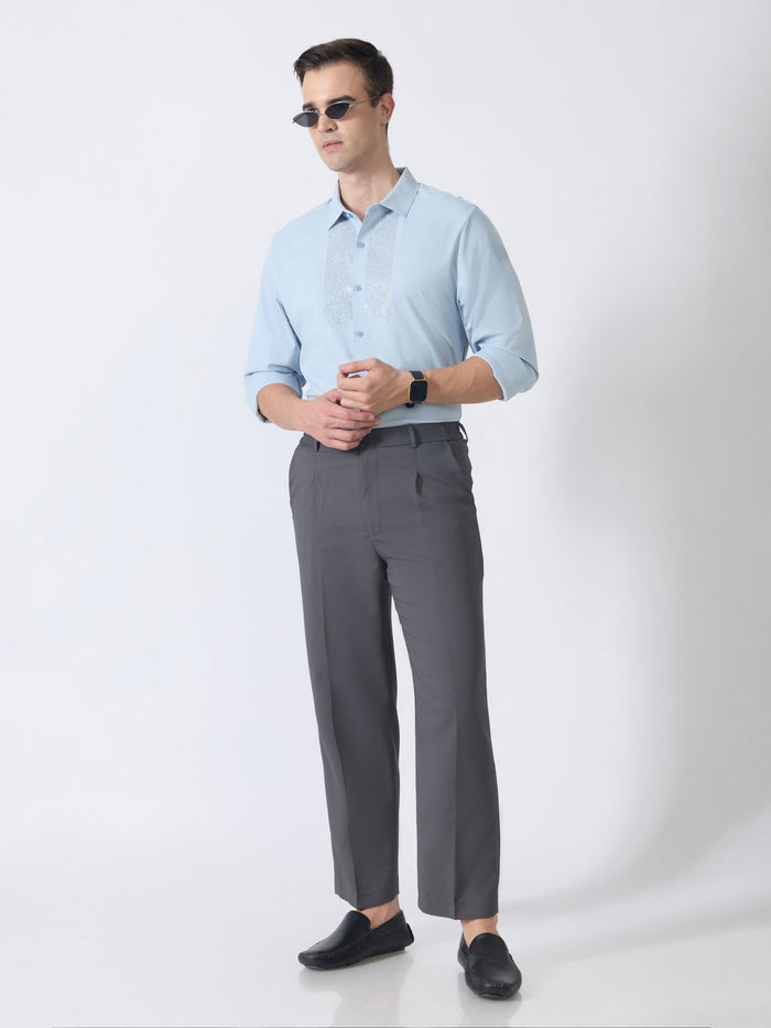 Nemo-10 - Stone Embellished Shirt - Light Blue