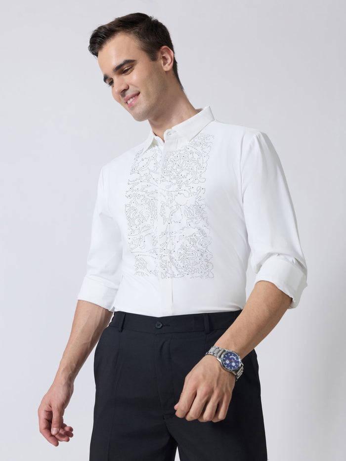 Nemo-2 - Stone Embellished Shirt - White