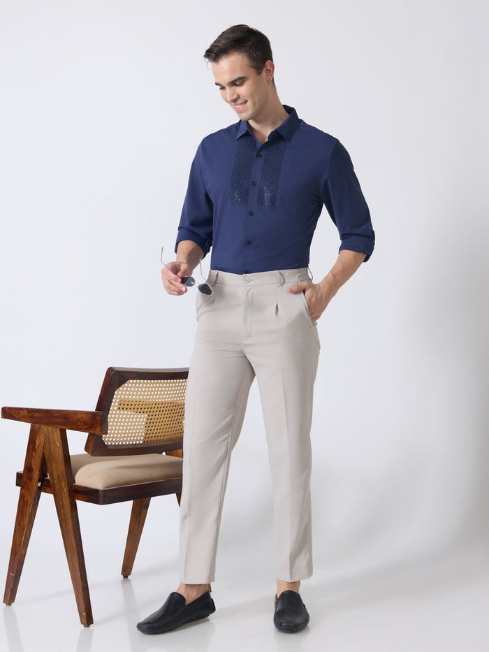 Nemo-4 - Stone Embellished Shirt - Navy Blue