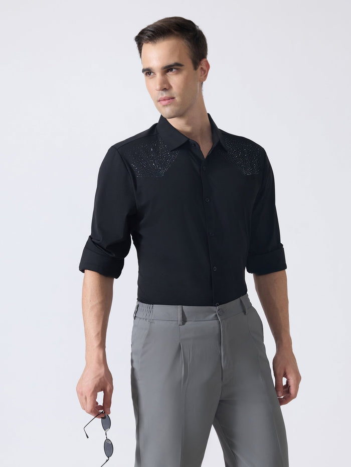 Nemo-5 - Stone Embellished Shirt - Black