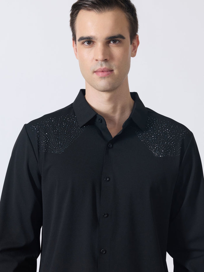 Nemo-5 - Stone Embellished Shirt - Black