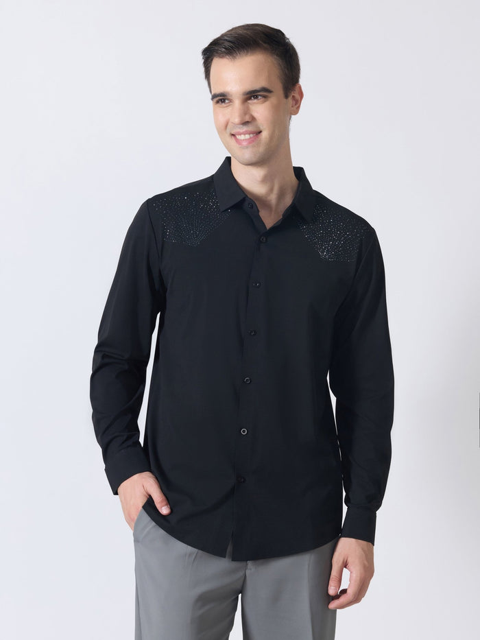 Nemo-5 - Stone Embellished Shirt - Black