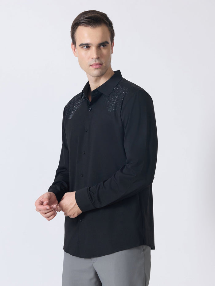 Nemo-5 - Stone Embellished Shirt - Black