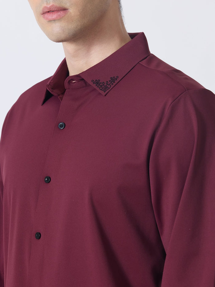 Nemo-6 - Stone Embellished Shirt - Maroon