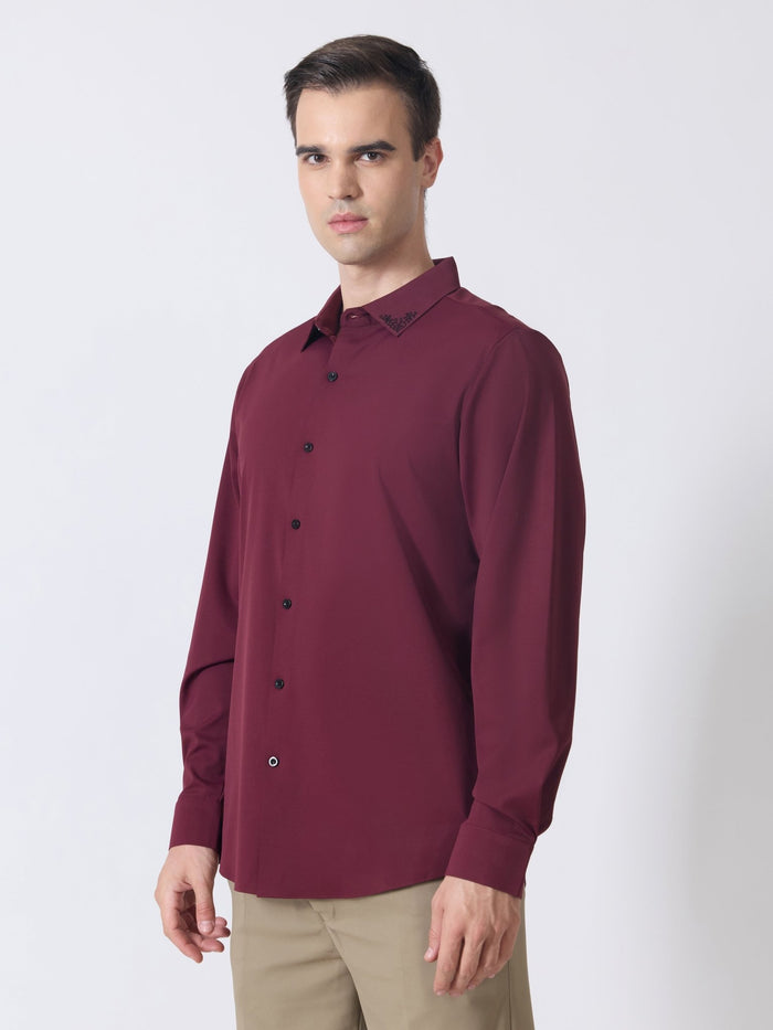 Nemo-6 - Stone Embellished Shirt - Maroon